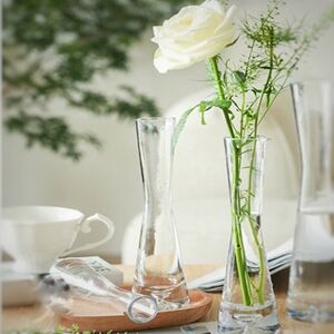 GLASS NWT Blown Bud Vase LSA Modern Contemporary Clear 8"